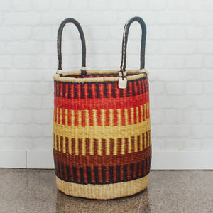 Tall Laundry Basket - Red Yellow & Brown: Medium