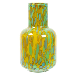 Small Green & Yellow Bubble Glass Vase