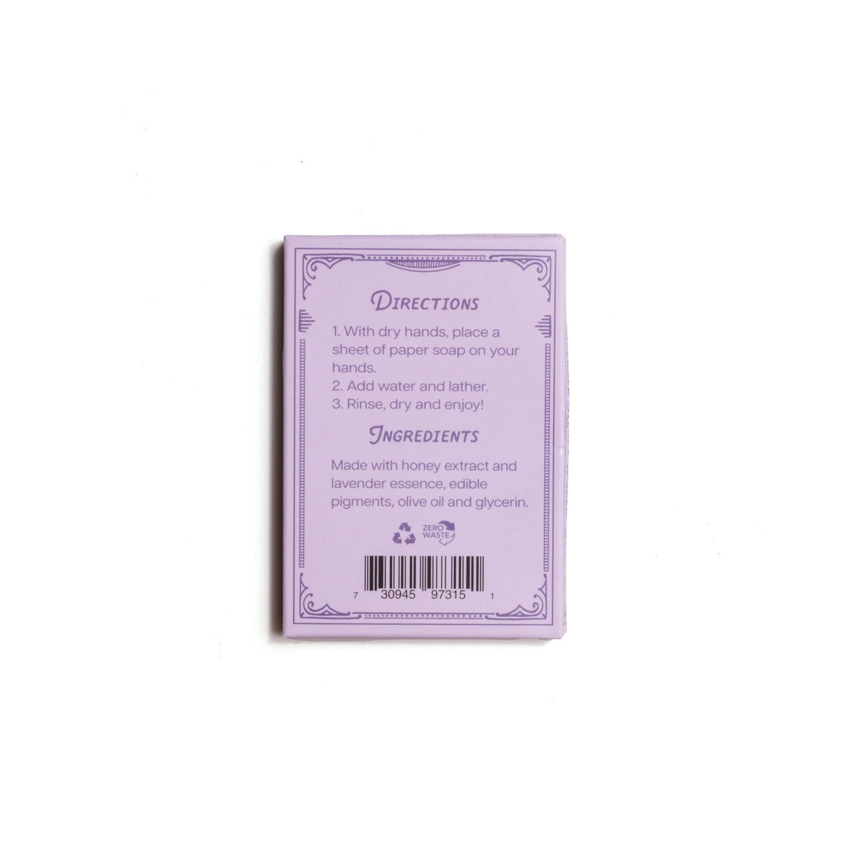 Lavender Honey Paper Travel Soap 50 Sheets