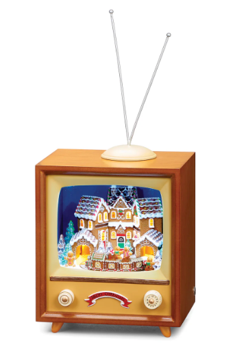 10" Lighted Musical TV Gingerbread Town Scene