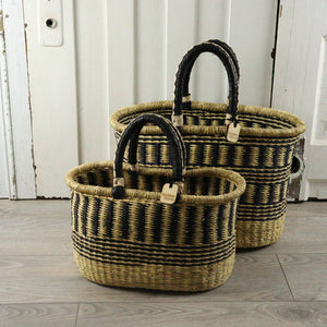 Oval Basket with Two Handles Large - Natural Palette: Natural Palette / Large