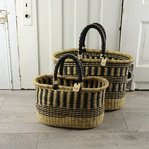 Oval Basket with Two Handles Medium - Natural Palette