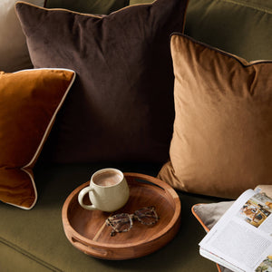Meridian Velvet Cushion Ginger/Ecru