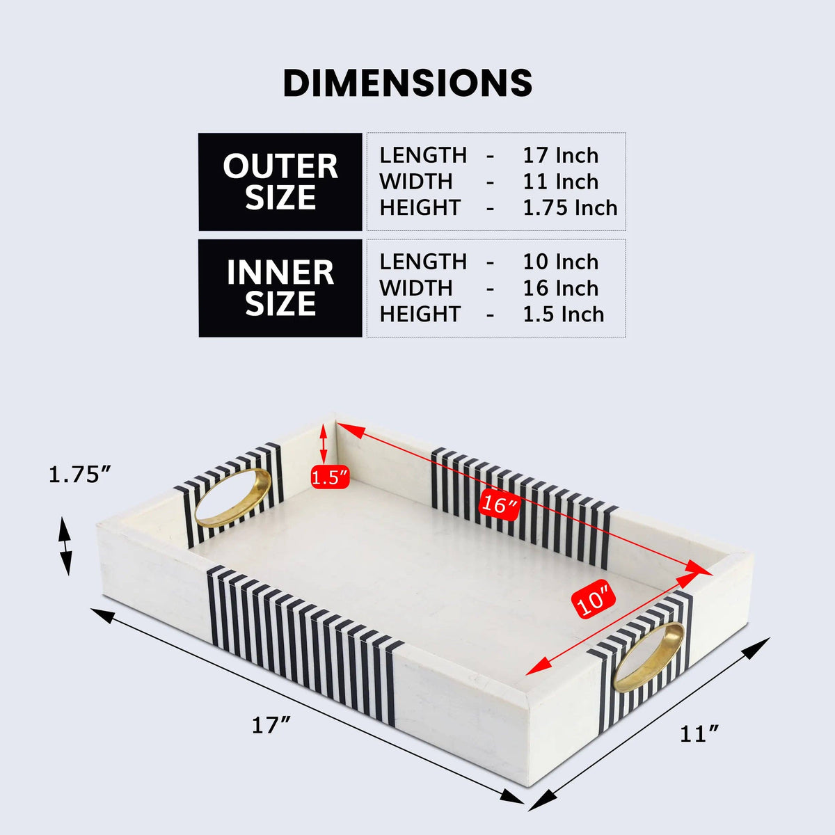 Optique Reflect Decorative Tray 11x17 Inch
