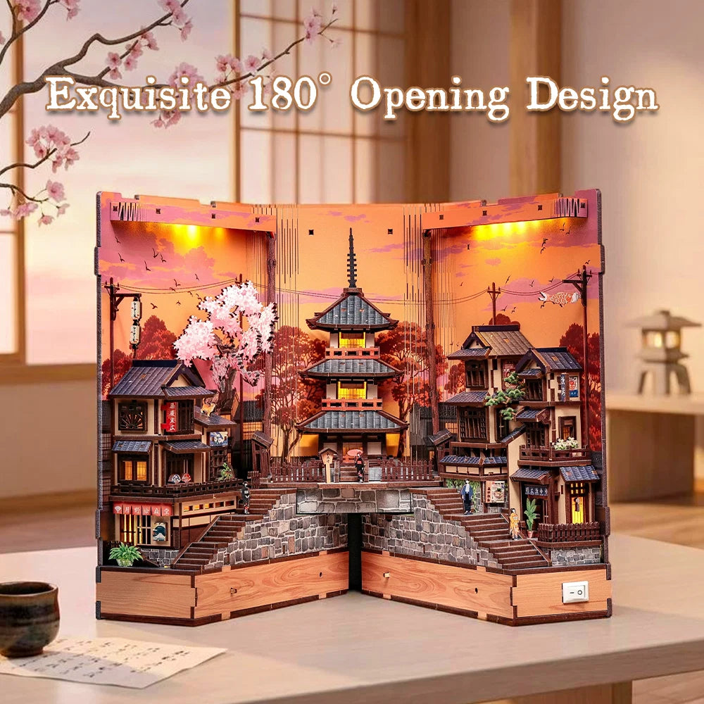 Pagoda at Twilight & Sakura Path - DIY Book Nook Kit