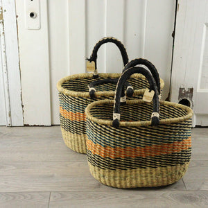 Oval Basket with Two Handles Medium - Natural Palette