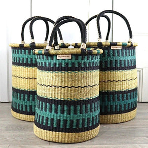 Tall Laundry Basket - Blue & Black: Large