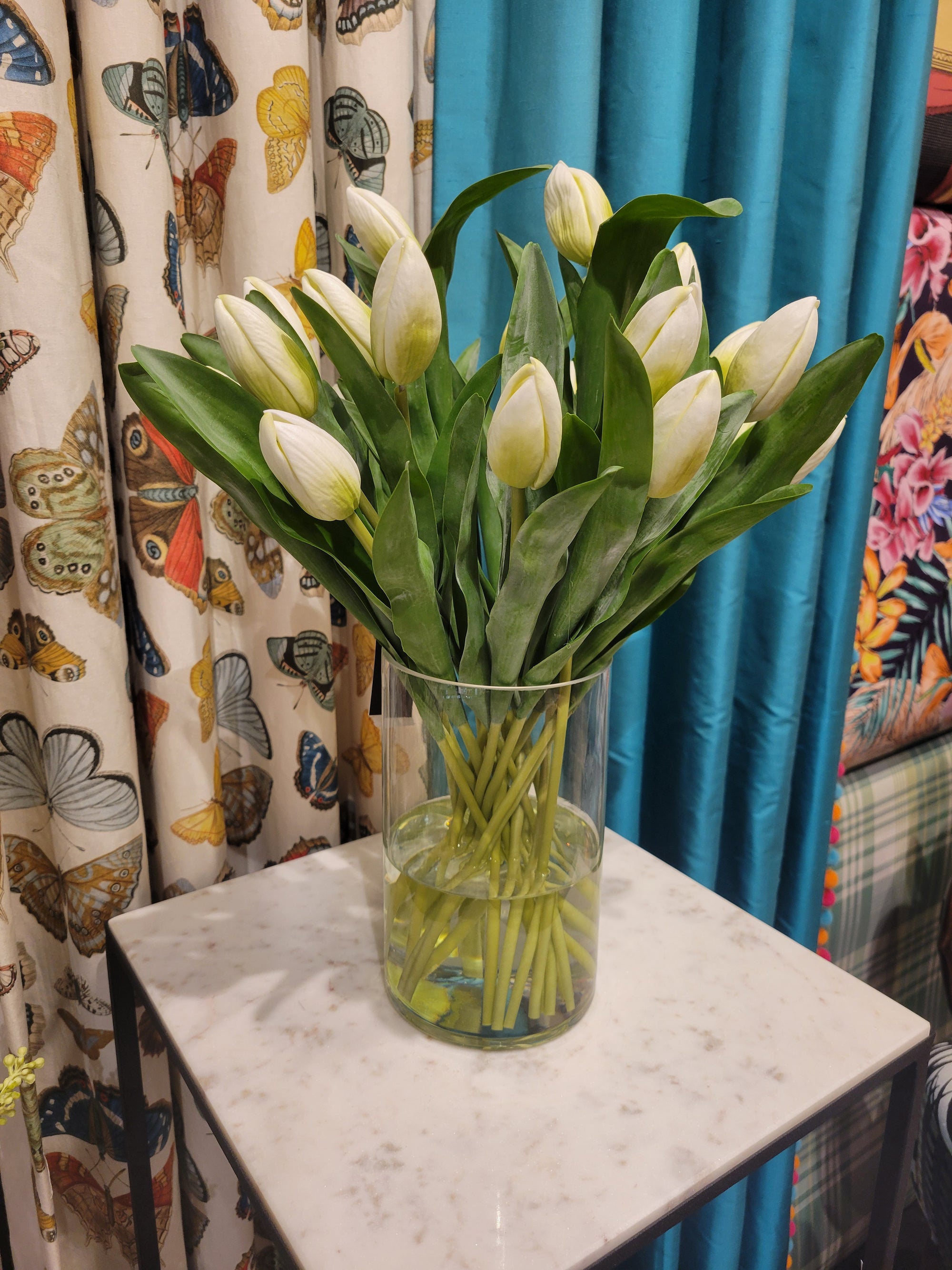 White Tulips in Glass Vase