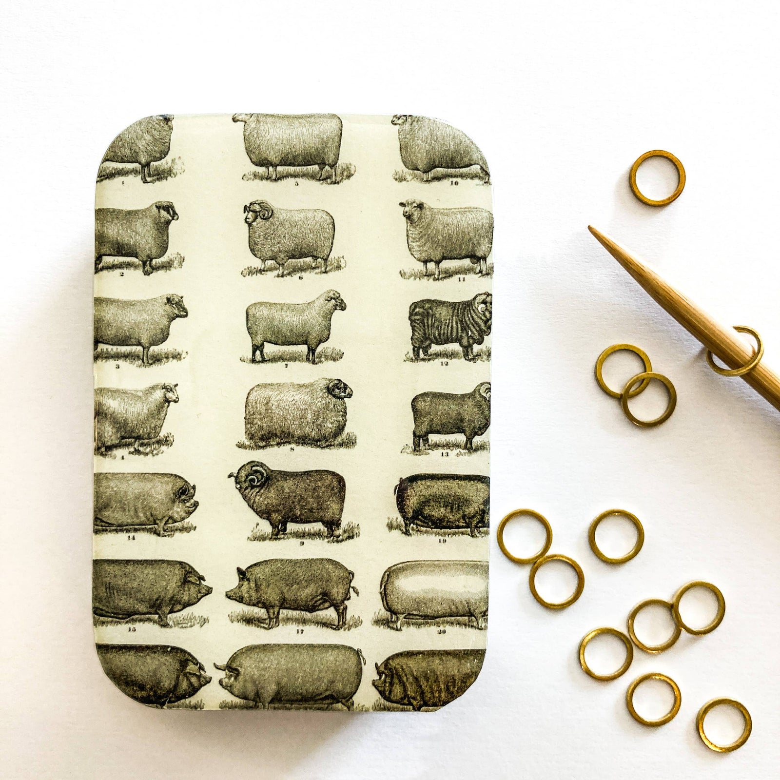 Sheep and Pigs Tin, Pill Box, Treasure Box: Large