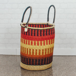 Tall Laundry Basket - Red Yellow & Brown: Medium