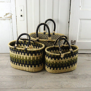 Oval Basket with Two Handles Large - Natural Palette: Natural Palette / Large