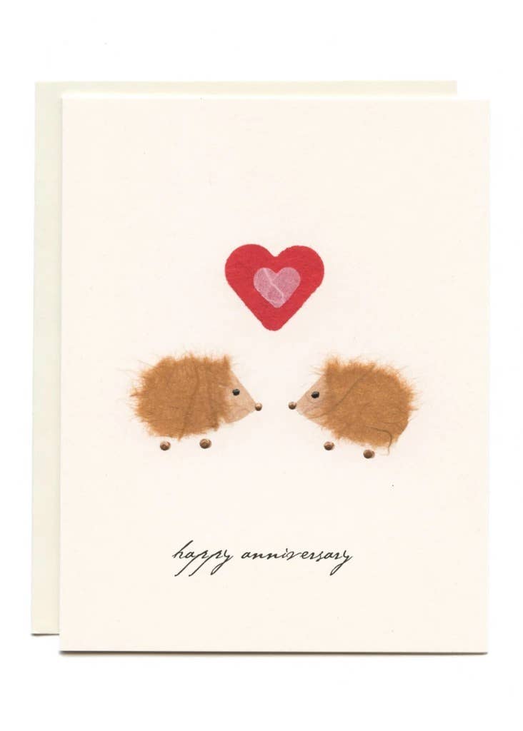 "Happy Anniversary" Hedgehogs in Love