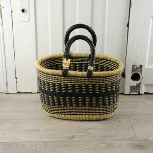 Oval Basket with Two Handles Medium - Natural Palette