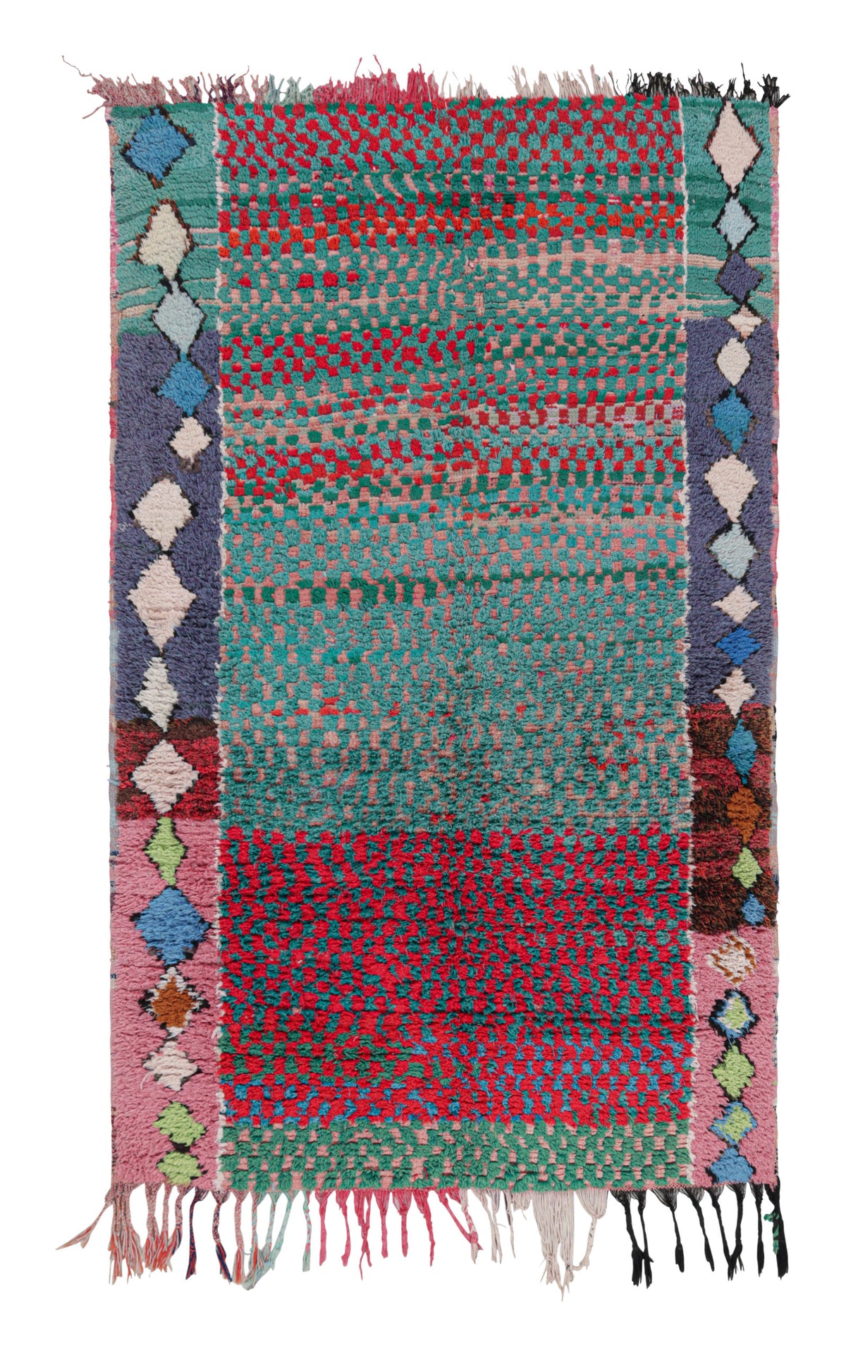 Turquoise & Watermelon Pink - Moroccan Shag Area Rug
