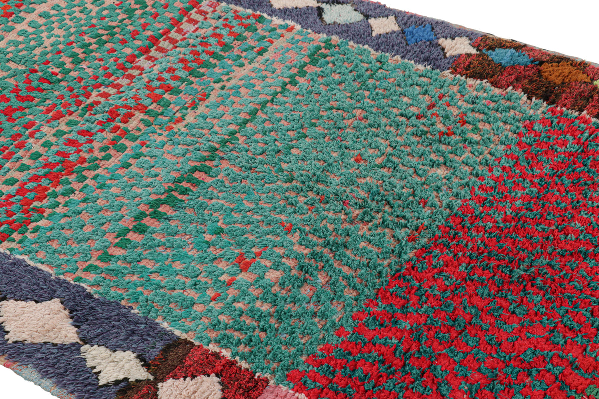 Turquoise & Watermelon Pink - Moroccan Shag Area Rug