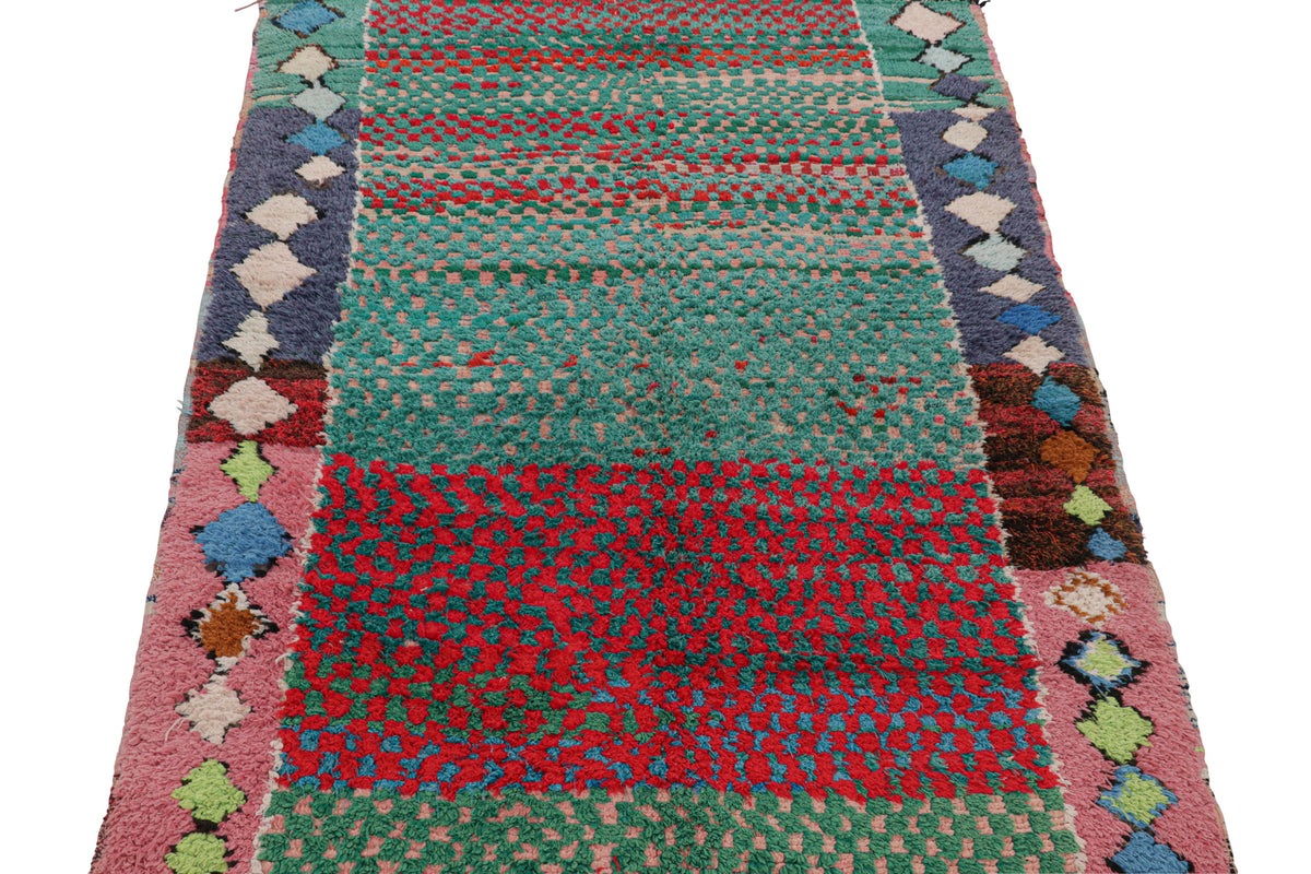 Turquoise & Watermelon Pink - Moroccan Shag Area Rug