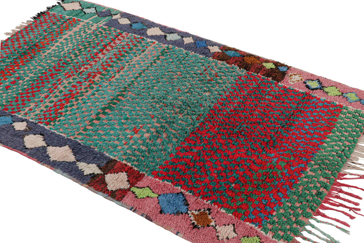 Turquoise & Watermelon Pink - Moroccan Shag Area Rug