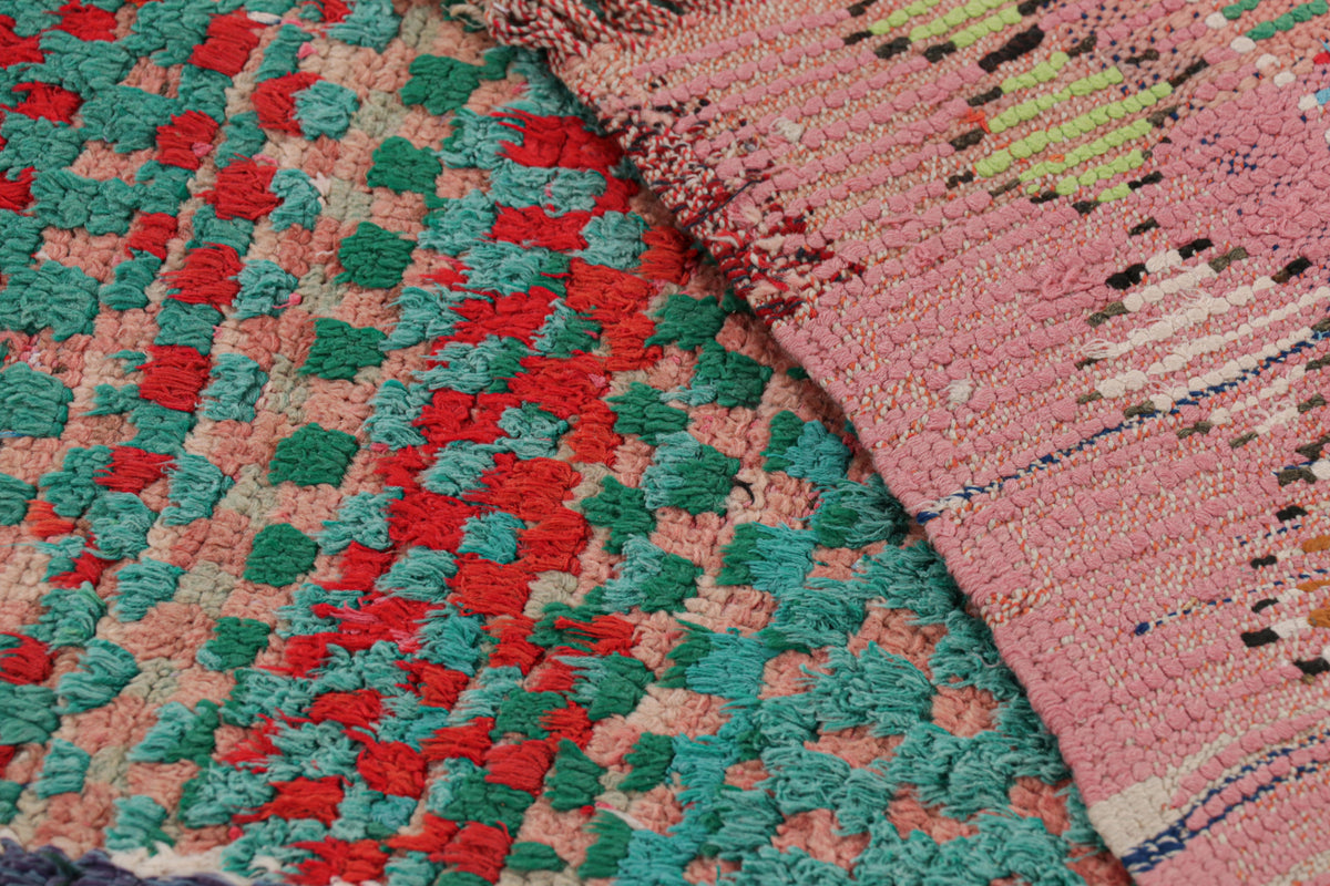 Turquoise & Watermelon Pink - Moroccan Shag Area Rug