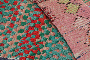 Turquoise & Watermelon Pink - Moroccan Shag Area Rug