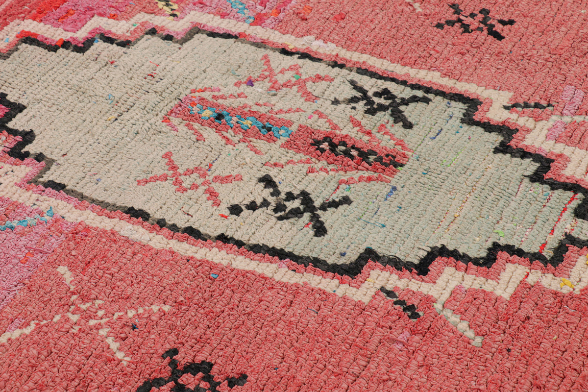 Taupe Medallion on Pink - Moroccan Shag Area Rug