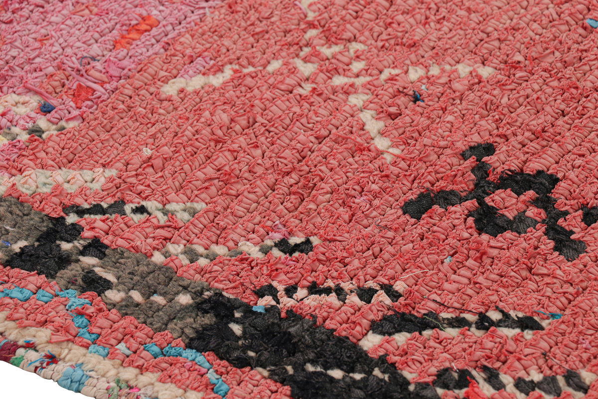 Taupe Medallion on Pink - Moroccan Shag Area Rug