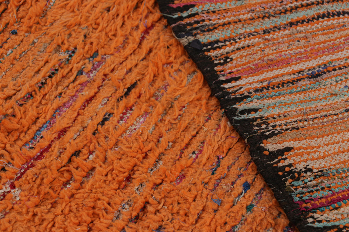Orange Striae - Moroccan Shag Runner Rug