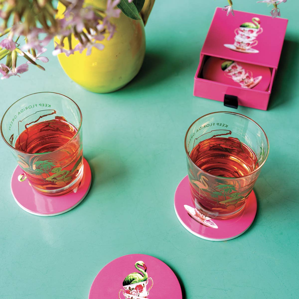 Flamingtea Set of 4 Ceramic Coasters