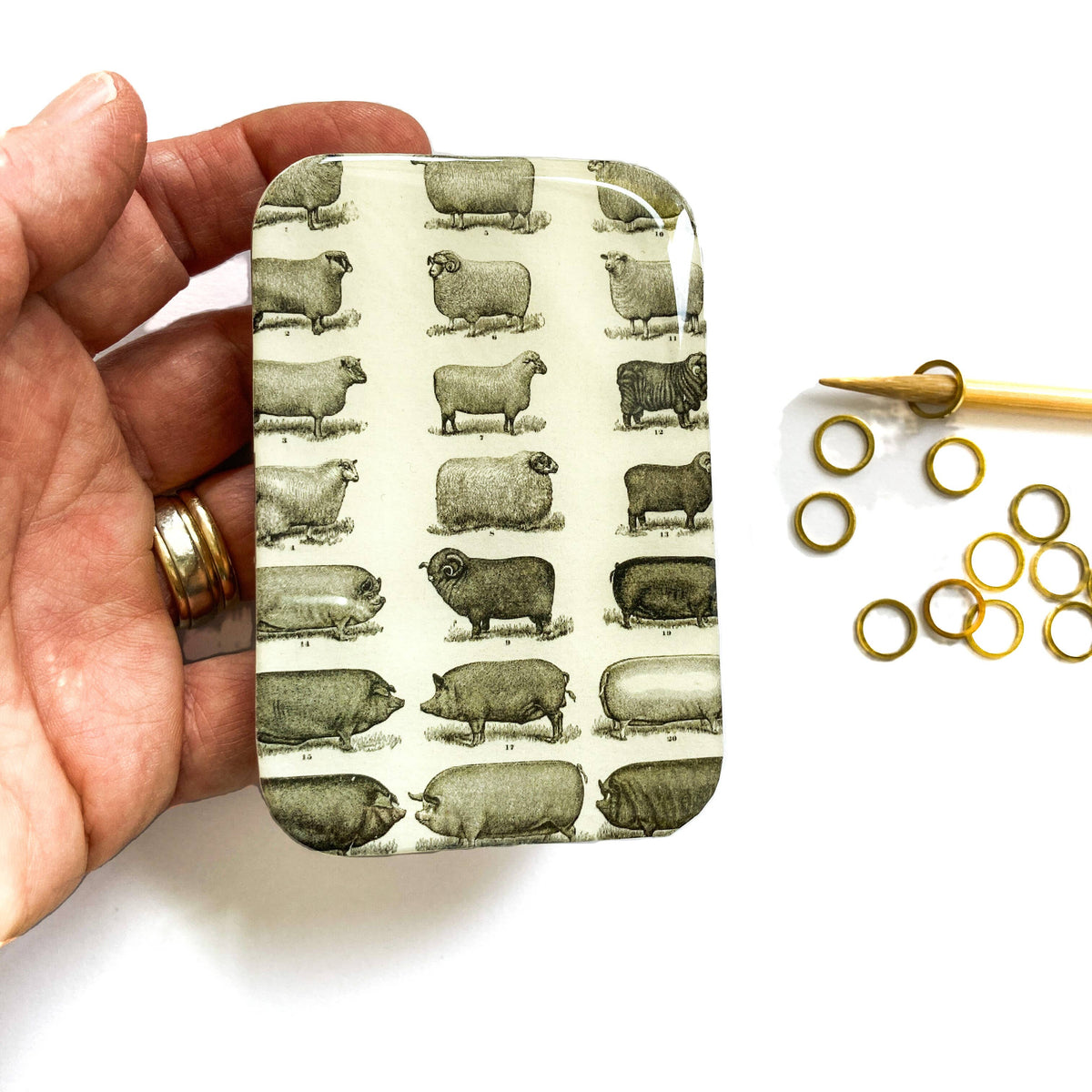 Sheep and Pigs Tin, Pill Box, Treasure Box: Large