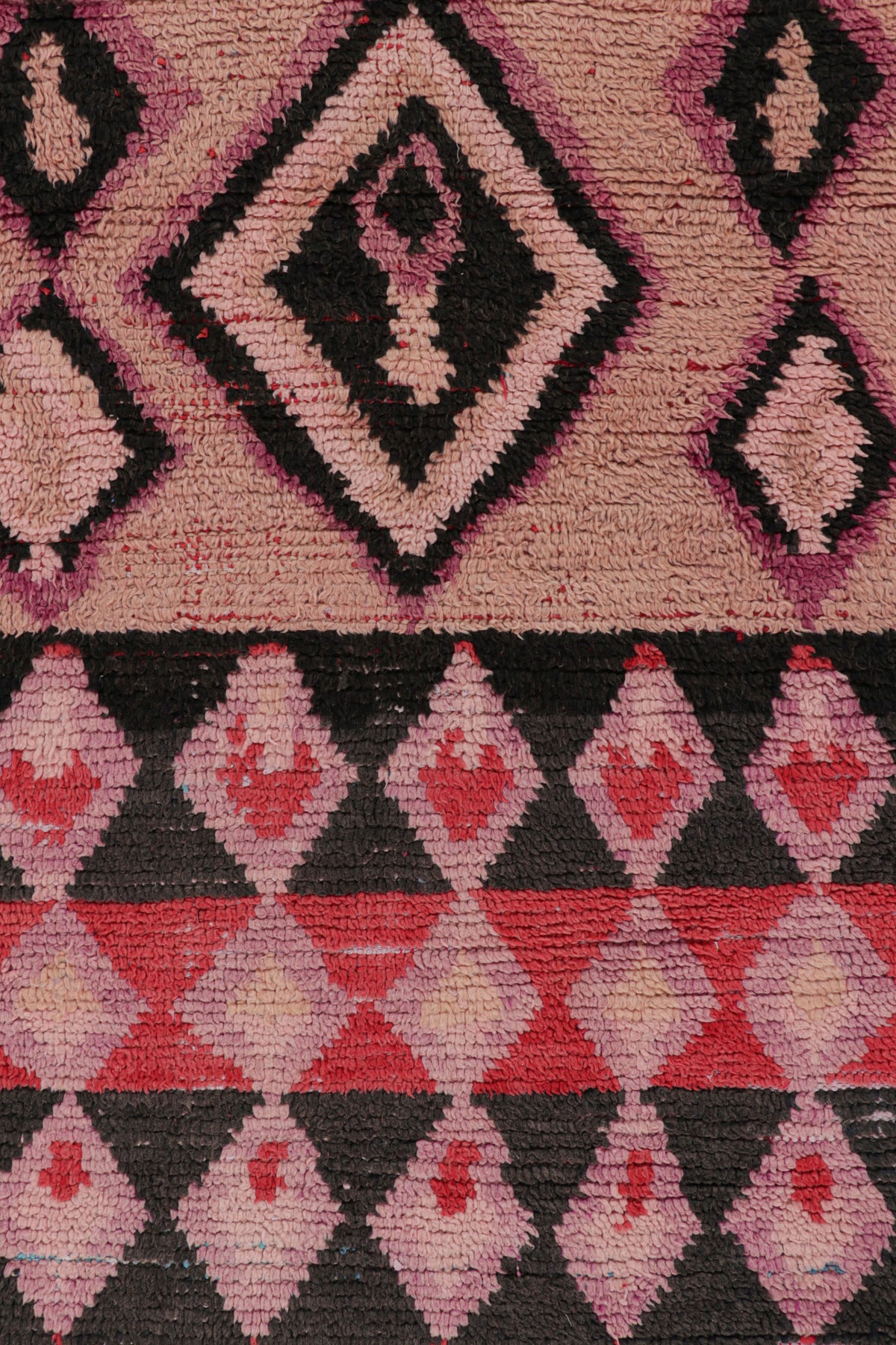 Pink & Peach Diamonds  - Moroccan Shag Runner Rug