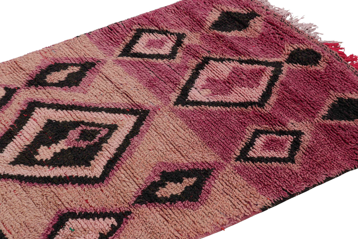 Pink & Peach Diamonds  - Moroccan Shag Runner Rug