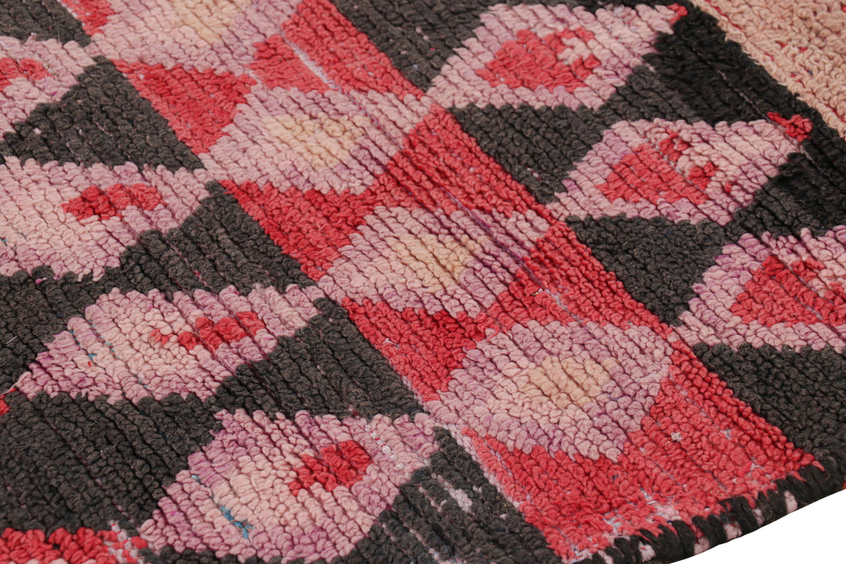Pink & Peach Diamonds  - Moroccan Shag Runner Rug