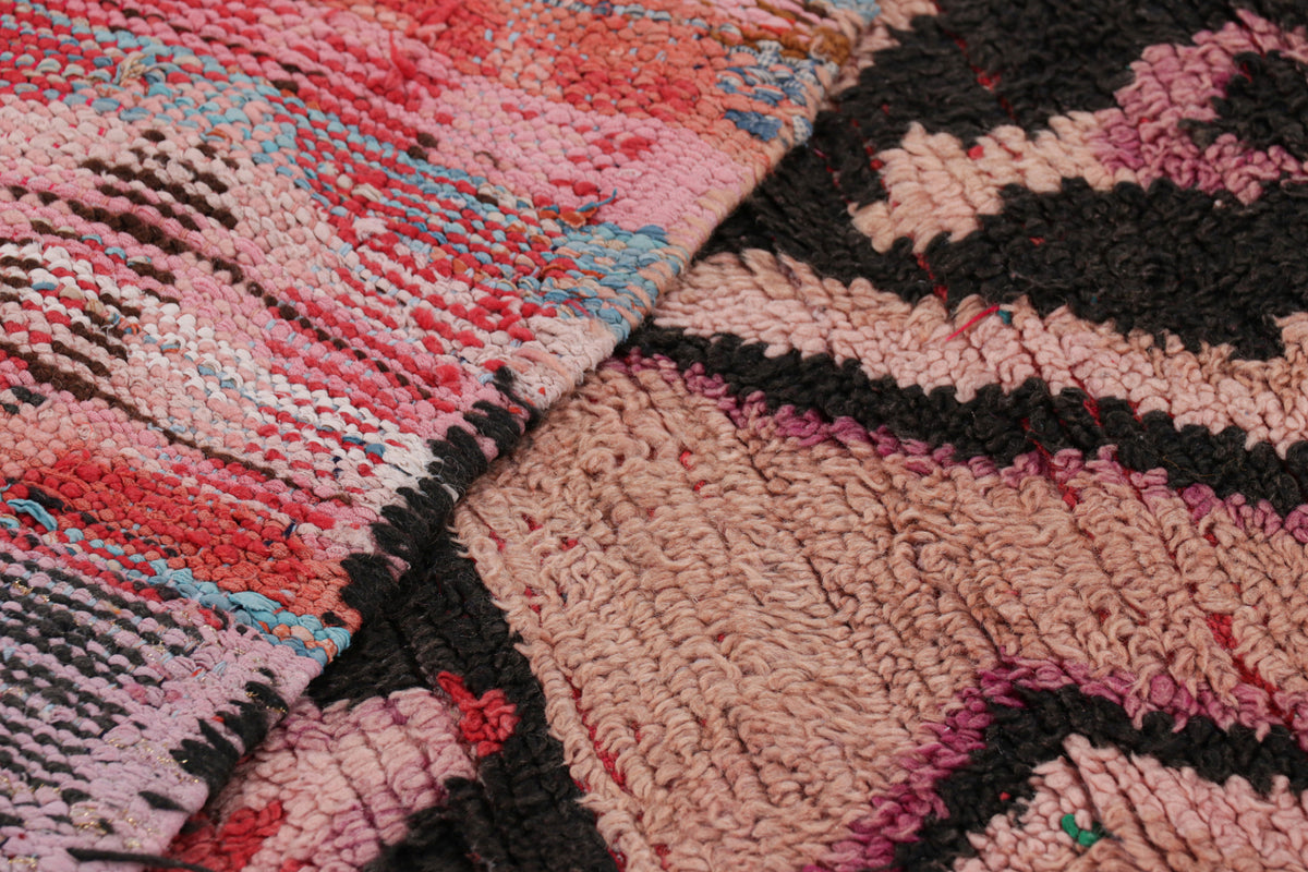 Pink & Peach Diamonds  - Moroccan Shag Runner Rug