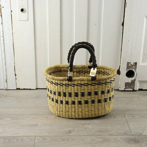 Oval Basket with Two Handles Medium - Natural Palette