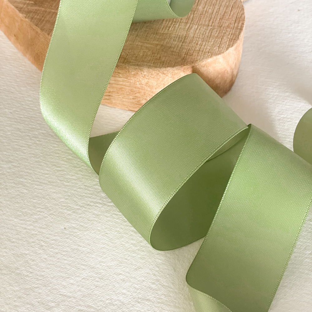 38mm Spring Moss Satin Ribbon - 10 Meter Roll
