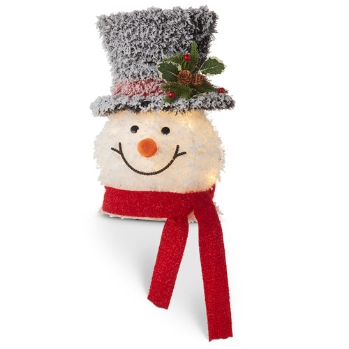 16" Flocked tinsel lighted snowman head