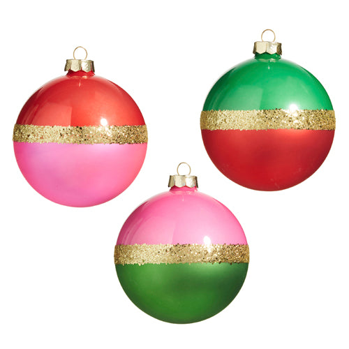 4" Dual colour ball ornament