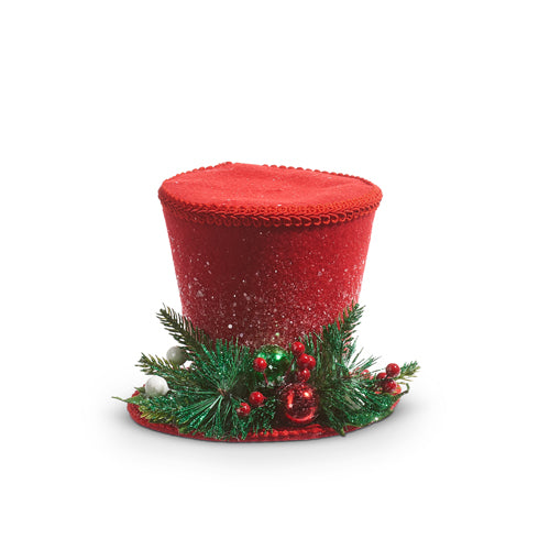 7" red top hat ornament