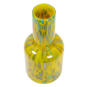 Large Green & Yellow Bubble Glass Vase