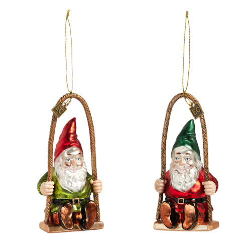 5.5" Swing time gnome ornament