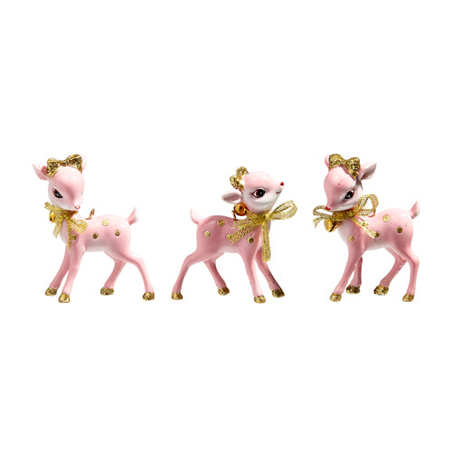 3" Vintage pink deer ornaments