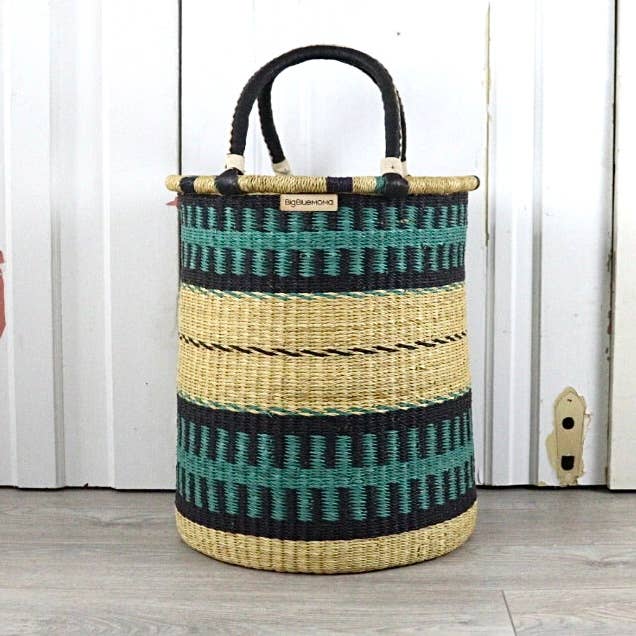 Tall Laundry Basket - Blue & Black: Medium