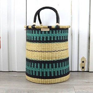 Tall Laundry Basket - Blue & Black: Large