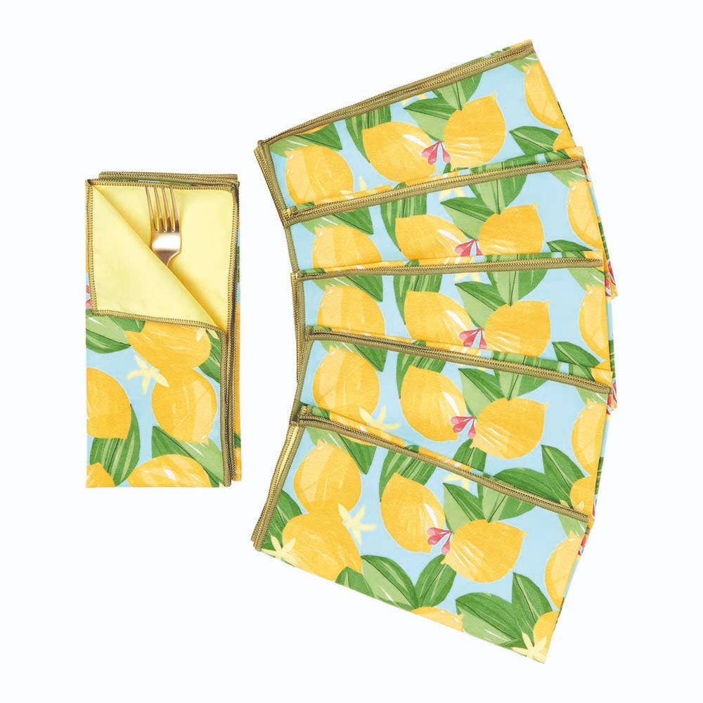 LEMON BLOSSOMS blu Dinner Napkin, Set of 6