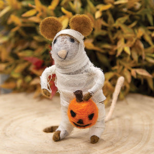 Felted Mummy Mouse Ornament