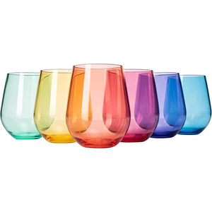 Acrylic Stemless Wine Glasses Glasses  - Set of 6