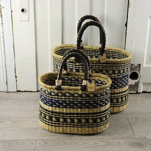 Oval Basket with Two Handles Small - Natural Palette