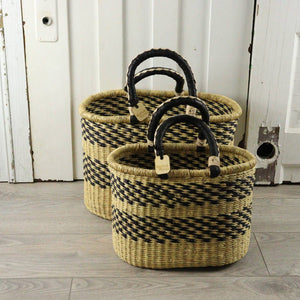 Oval Basket with Two Handles Medium - Natural Palette