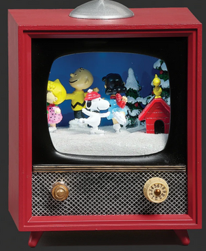 5.5"H Peanuts Lighted Musical TV with Skating Characters - Amusements