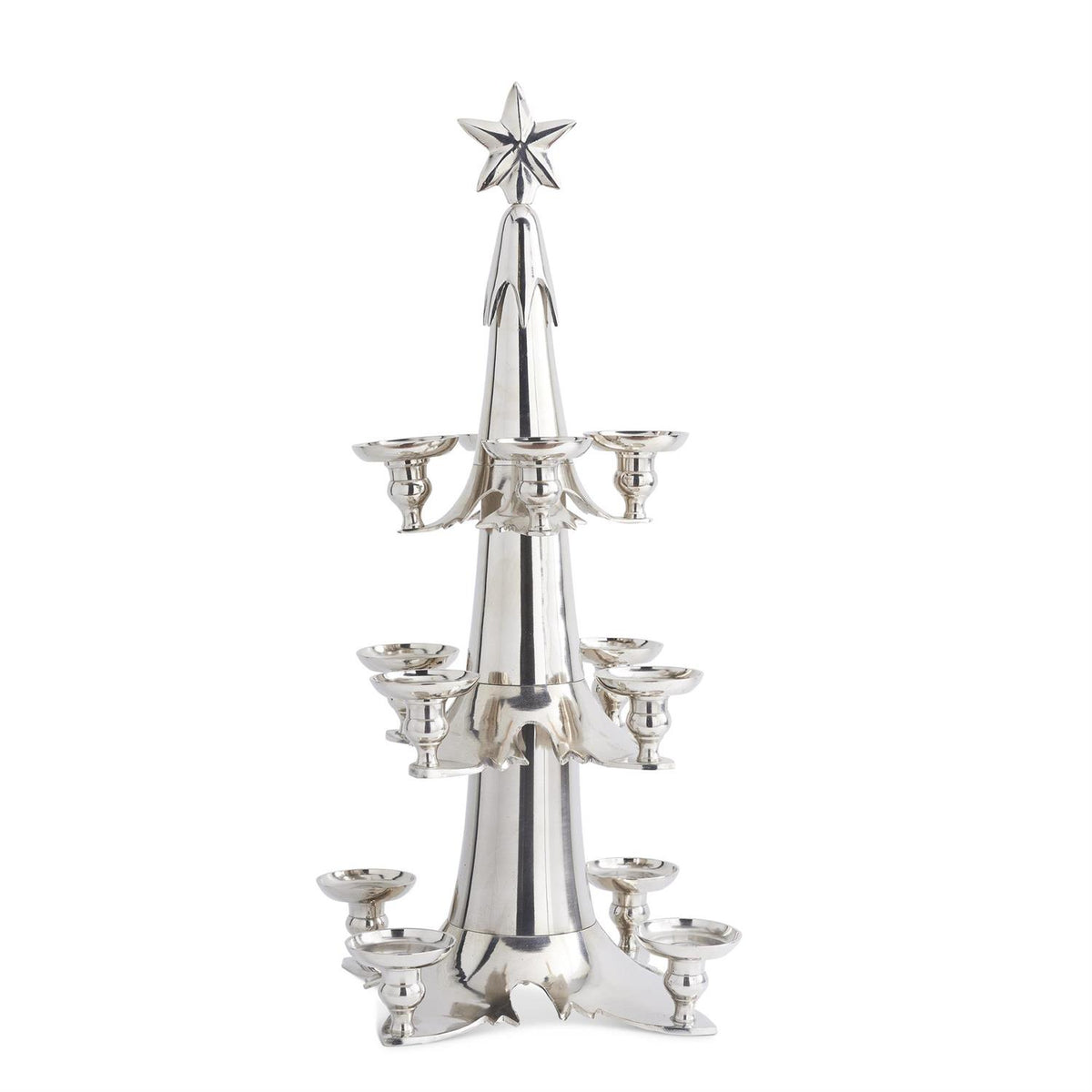 Silver 3-Tiered Tree Candleholder 33"
