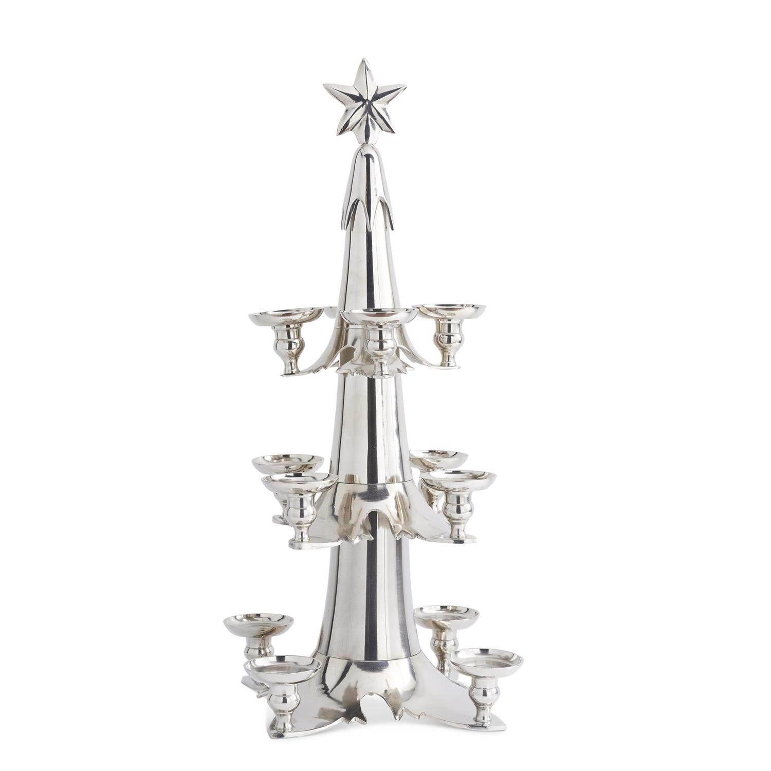 Silver 3-Tiered Tree Candleholder 33"